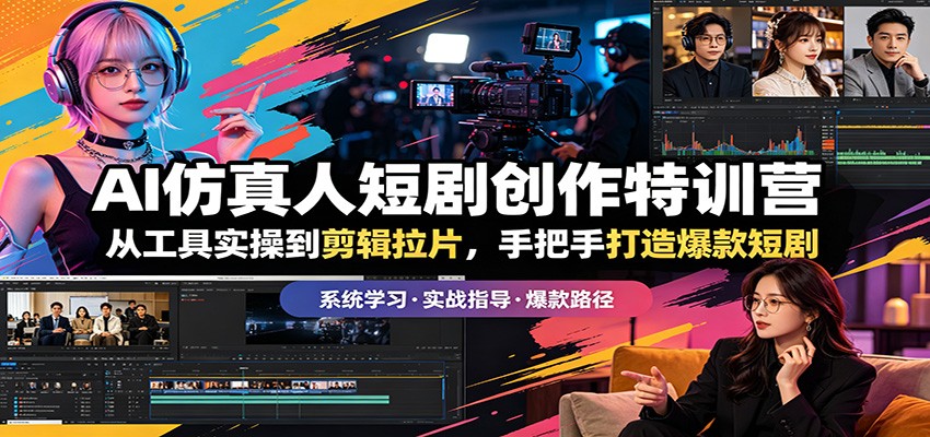 AI仿真人短剧创作特训营：从工具实操到剪辑拉片，手把手打造爆款短剧-心思维创富网_网上创业教程_网络创业项目