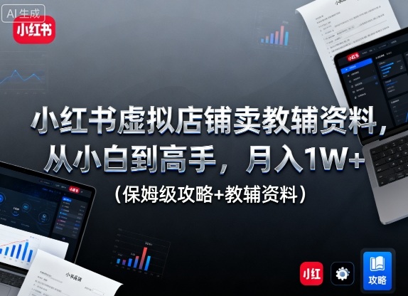 小红书虚拟店铺卖教辅资料，从小白到高手，月入1W+(保姆级攻略+教辅资料)-心思维创富网_网上创业教程_网络创业项目
