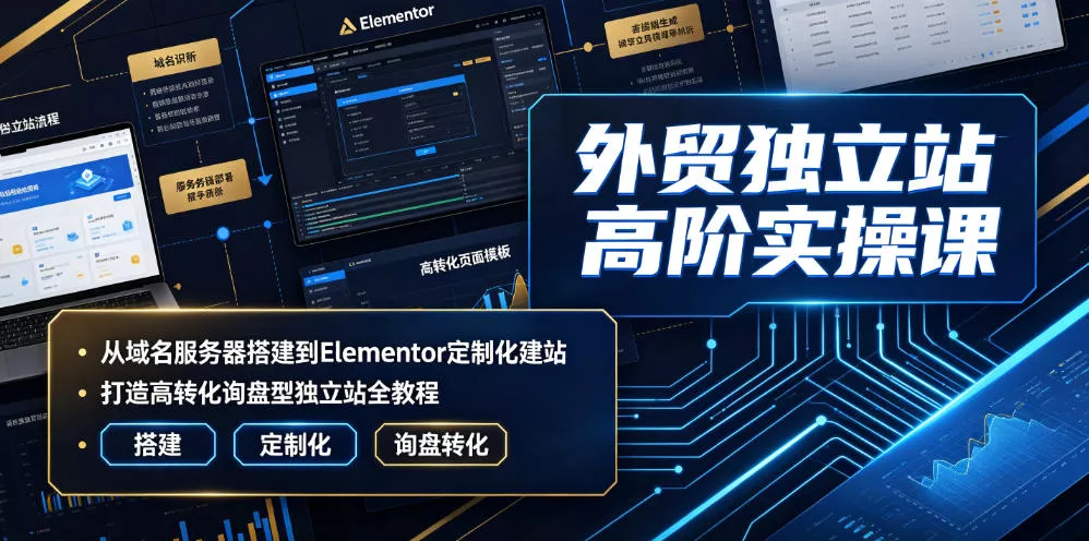 外贸独立站高阶实操课｜从域名服务器搭建到Elementor定制化建站，打造高转化询盘型独立站全教程-心思维创富网_网上创业教程_网络创业项目