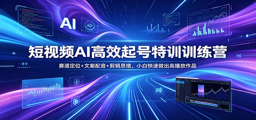 短视频AI高效起号特训训练营：赛道定位+文案配音+剪辑思维，小白快速做出高播放作品-心思维创富网_网上创业教程_网络创业项目