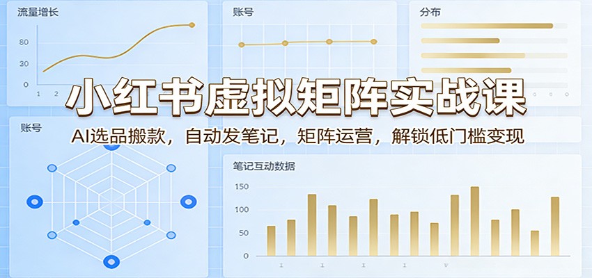 小红书虚拟矩阵实战课：AI选品搬款，自动发笔记，矩阵运营，解锁低门槛变现-心思维创富网_网上创业教程_网络创业项目