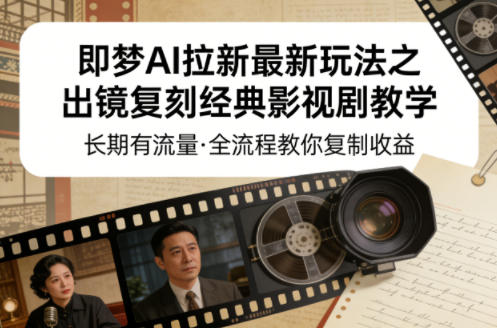即梦AI拉新最新玩法之出镜复刻经典影视剧教学，长期有流量，全流程教你复制收益-心思维创富网_网上创业教程_网络创业项目