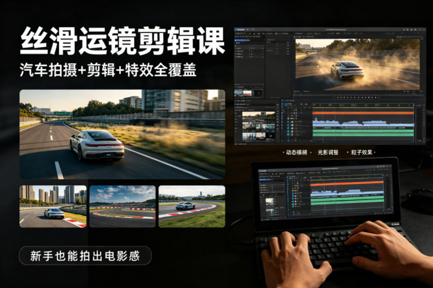 大叔丝滑运镜剪辑课，汽车拍摄+剪辑+特效全覆盖，新手也能拍出电影感-心思维创富网_网上创业教程_网络创业项目