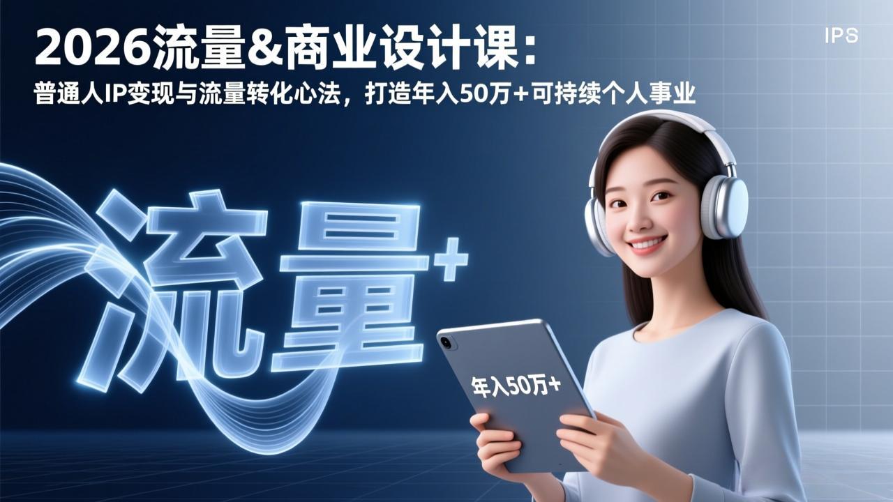 2026流量&商业设计课：普通人IP变现与流量转化心法，打造年入50万+可持续个人事业-心思维创富网_网上创业教程_网络创业项目