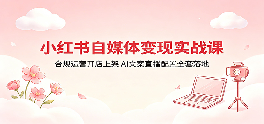 小红书自媒体变现实战课：合规运营开店上架，AI文案直播配置全套落地-心思维创富网_网上创业教程_网络创业项目