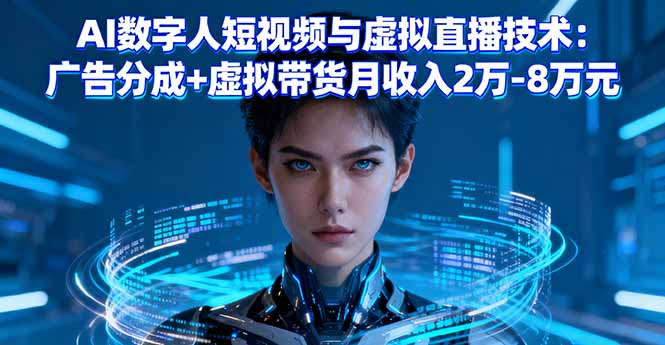 AI数字人短视频与虚拟直播技术：广告分成+虚拟带货月收入2万-8万元-心思维创富网_网上创业教程_网络创业项目