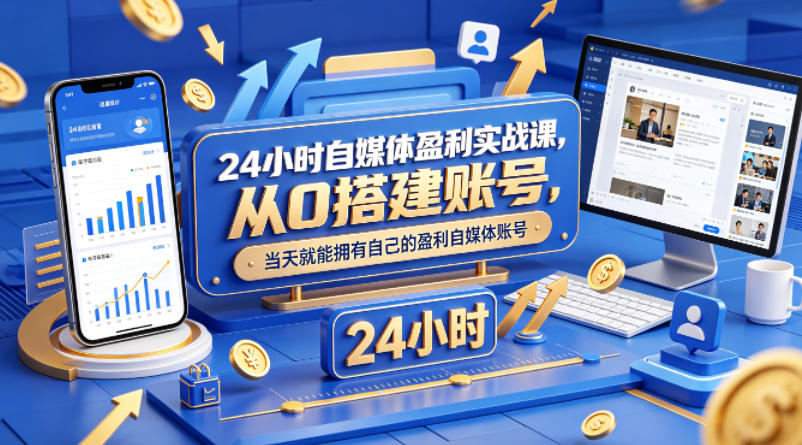 24小时自媒体盈利实战课，从0搭建账号，当天就能拥有自己的盈利自媒体账号-心思维创富网_网上创业教程_网络创业项目