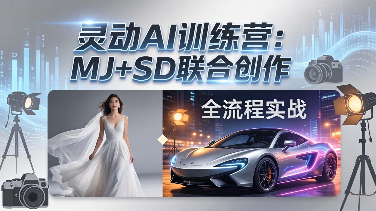 灵动AI训练营-3.0课程：MJ+SD联合创作，从婚纱大片到汽车广告，摄影后期全流程实战-心思维创富网_网上创业教程_网络创业项目