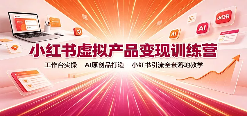 小红书虚拟产品变现训练营：工作台实操，AI原创品打造，小红书引流全套落地教学-心思维创富网_网上创业教程_网络创业项目