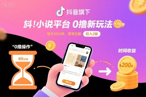 抖音旗下小说平台0撸新玩法，每天挂G60分钟，简单无脑，日入2张【揭秘】-心思维创富网_网上创业教程_网络创业项目