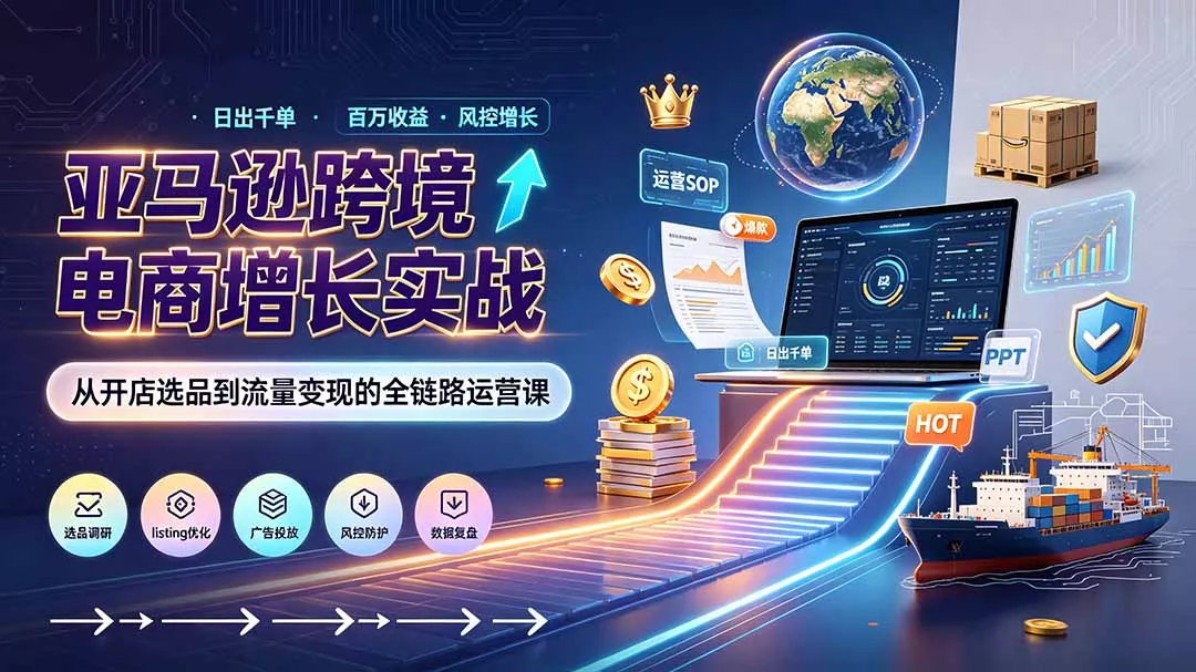 亚马逊0-1孵化特训营8期：从注册风控到稳定日出千单实战，规避审核封店风险，标准化执行流程落地-心思维创富网_网上创业教程_网络创业项目