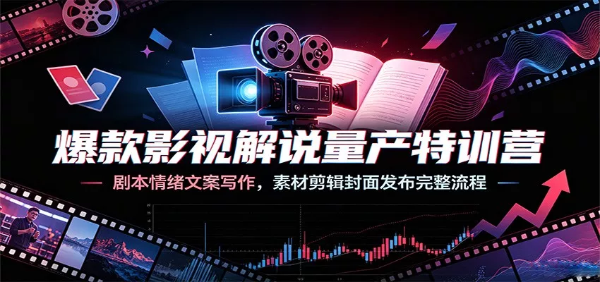 爆款影视解说量产特训营：剧本情绪文案写作，素材剪辑封面发布完整流程-心思维创富网_网上创业教程_网络创业项目