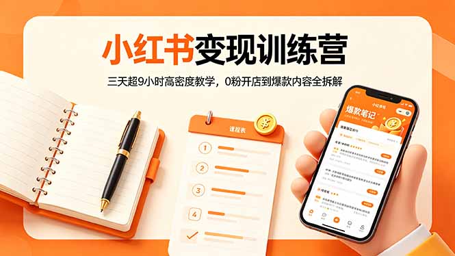 小红书变现训练营：三天超9小时高密度教学，0粉开店到爆款内容全拆解-心思维创富网_网上创业教程_网络创业项目