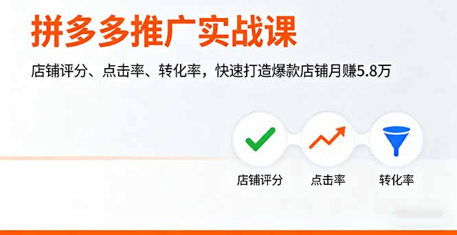拼多多推广实战课，店铺评分、点击率、转化率，快速打造爆款店铺月赚5.8万-心思维创富网_网上创业教程_网络创业项目