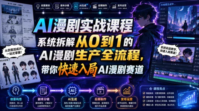 AI漫剧实战课程，系统拆解从0到1的AI漫剧生产全流程，带你快速入局AI漫剧赛道-心思维创富网_网上创业教程_网络创业项目