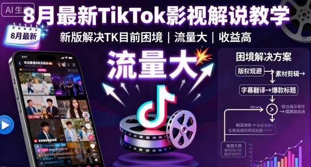 8月最新TikTok影视解说教学，新版解决TK目前困境，流量大，收益高-心思维创富网_网上创业教程_网络创业项目
