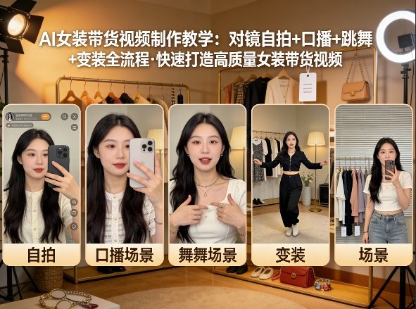 AI女装带货视频制作教学，对镜自拍、口播、跳舞、变装全流程，快速打造高质量女装带货视频-心思维创富网_网上创业教程_网络创业项目