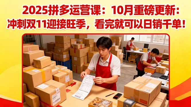 2025拼多多运营课：10月重磅更新：冲刺双11迎接旺季，看完就可以日销千单-心思维创富网_网上创业教程_网络创业项目