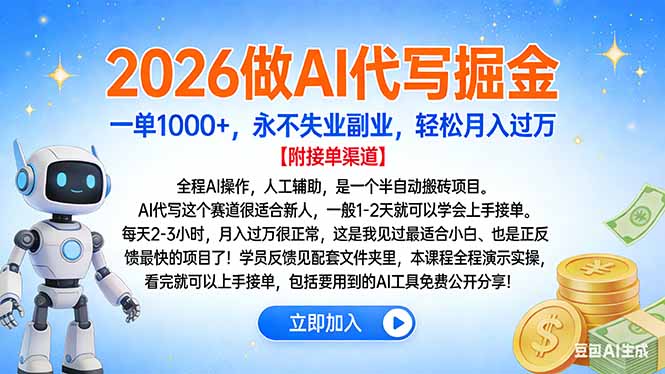 2026做AI代写掘金，一单1000+，永不失业副业，轻松月入过万-心思维创富网_网上创业教程_网络创业项目