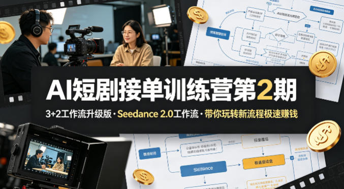 AI短剧接单训练营第2期，3+2工作流升级版，Seedance 2.0工作流，带你玩转新流程极速賺钱-心思维创富网_网上创业教程_网络创业项目