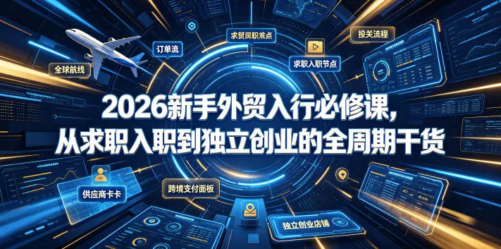 2026新手外贸入行必修课，从求职入职到独立创业的全周期干货-心思维创富网_网上创业教程_网络创业项目