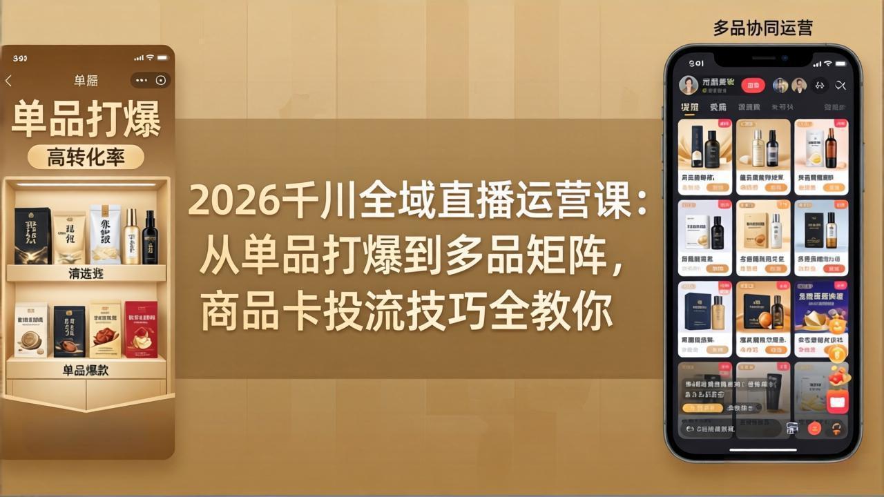 2026千川全域直播运营课：从单品打爆到多品矩阵，商品卡投流技巧全教你-心思维创富网_网上创业教程_网络创业项目