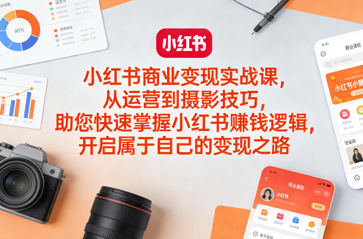 小红书商业变现实战课，从运营到摄影技巧，助您快速掌握小红书賺钱逻辑，开启属于自己的变现之路-心思维创富网_网上创业教程_网络创业项目