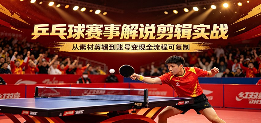 乒乓球赛事解说剪辑实战，从素材剪辑到账号变现全流程可复制-心思维创富网_网上创业教程_网络创业项目