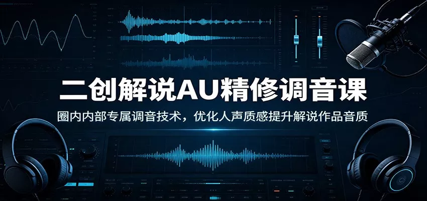 二创解说AU精修调音课：圈内内部专属调音技术，优化人声质感提升解说作品音质-心思维创富网_网上创业教程_网络创业项目