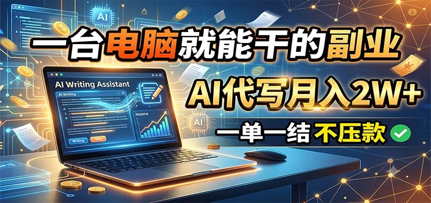 一台电脑就能干的副业，AI代写月入2W+，一单一结不压款-心思维创富网_网上创业教程_网络创业项目
