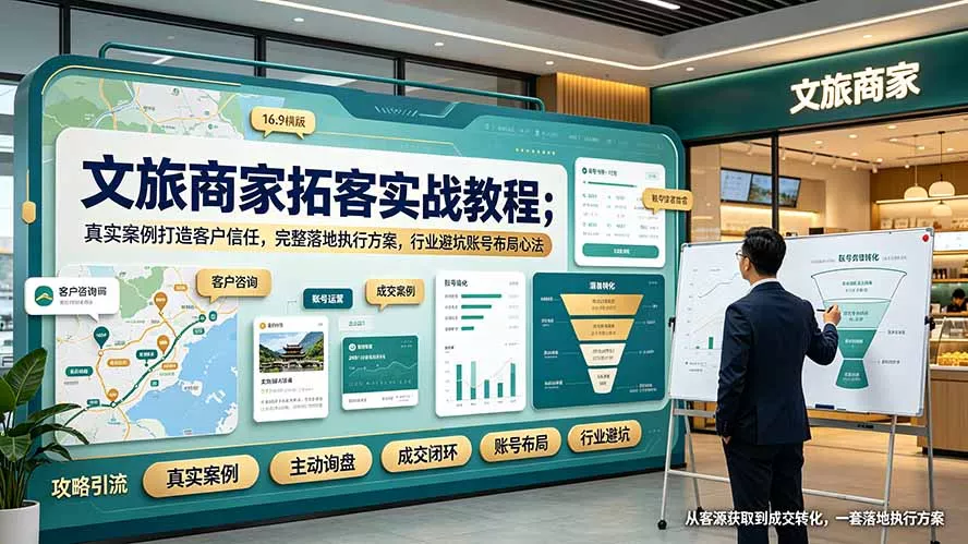 文旅商家拓客实战教程；真实案例打造客户信任，完整落地执行方案，行业避坑账号布局心法-心思维创富网_网上创业教程_网络创业项目