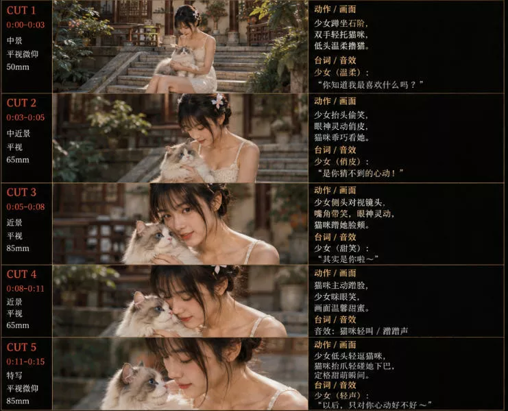 美女和猫故事提示词，人物一致性提示词+故事板-心思维创富网_网上创业教程_网络创业项目