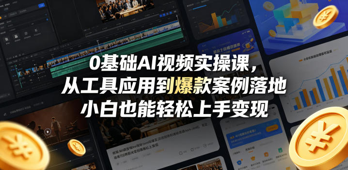 0基础AI视频实操课，从工具应用到爆款案例落地，小白也能轻松上手变现-心思维创富网_网上创业教程_网络创业项目