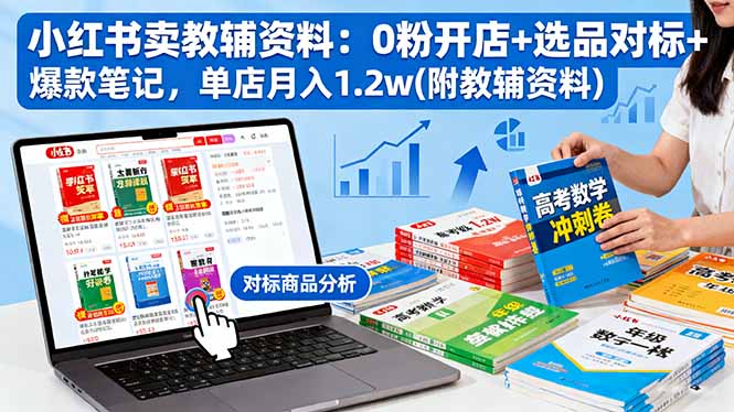 小红书卖教辅资料：0粉开店+选品对标+爆款笔记，单店月入1.2w(附教辅资料-心思维创富网_网上创业教程_网络创业项目