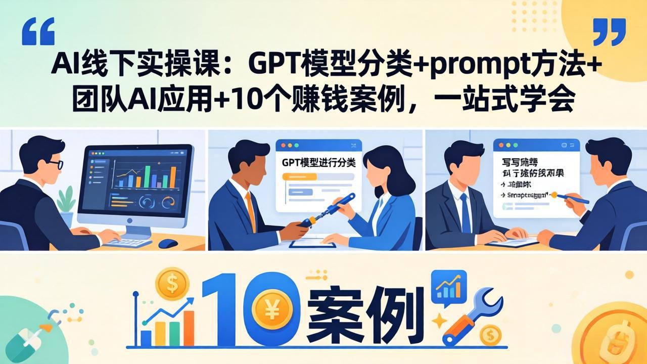 AI线下实操课：GPT模型分类+prompt方法+团队AI应用+10个赚钱案例，一站式学会-心思维创富网_网上创业教程_网络创业项目