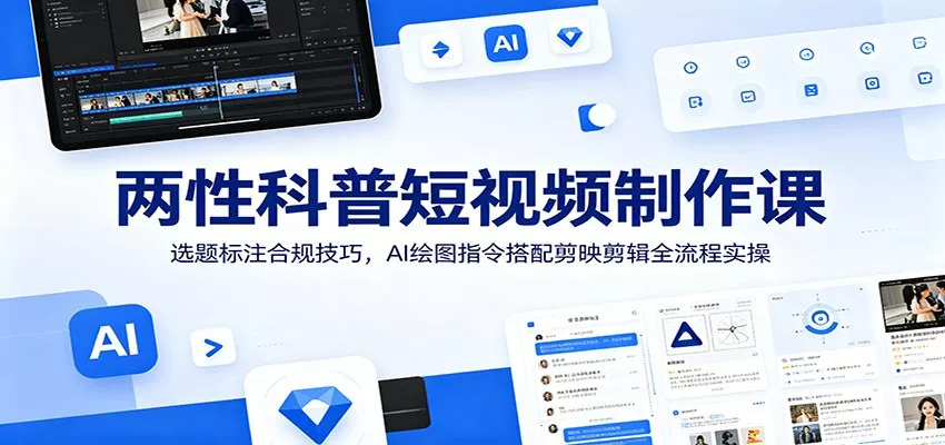 两性科普短视频制作课：选题标注合规技巧，AI绘图指令搭配剪映剪辑全流程实操-心思维创富网_网上创业教程_网络创业项目