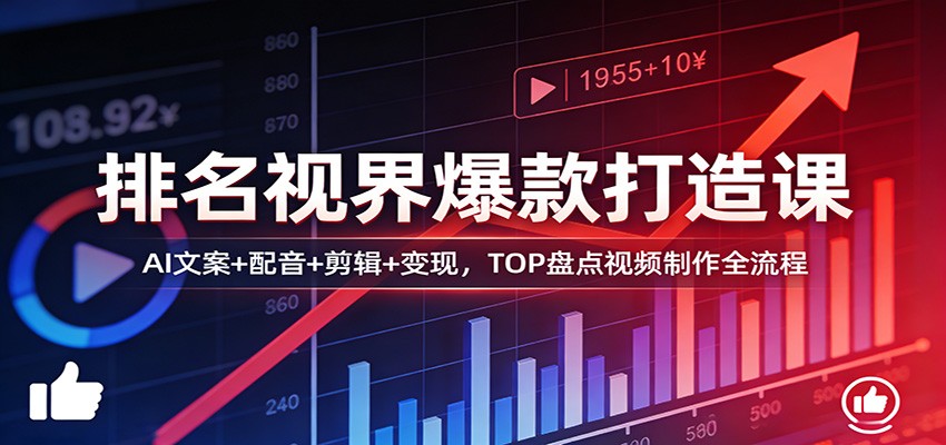 排名视界爆款打造课：AI文案+配音+剪辑+变现，TOP盘点视频制作全流程-心思维创富网_网上创业教程_网络创业项目