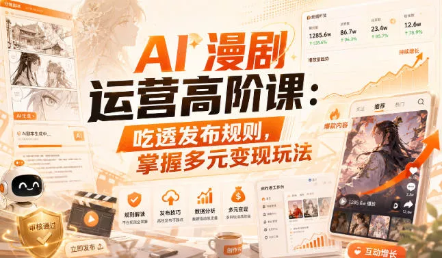 AI漫剧运营高阶课：吃透发布规则，掌握多元变现玩法-心思维创富网_网上创业教程_网络创业项目
