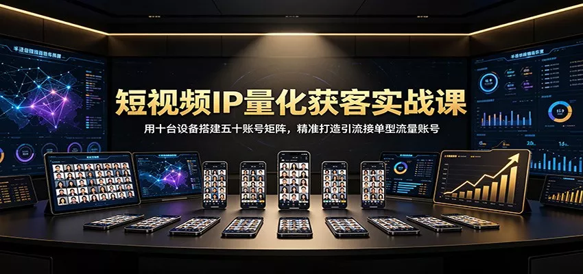 短视频IP量化获客实战课：用十台设备搭建五十账号矩阵，精准打造引流接单型流量账号-心思维创富网_网上创业教程_网络创业项目