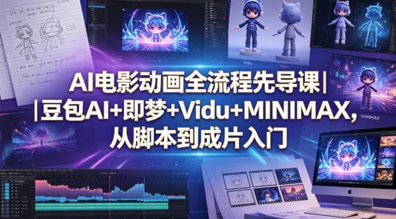 AI电影动画全流程先导课｜豆包AI+即梦+Vidu+MINIMAX，从脚本到成片入门-心思维创富网_网上创业教程_网络创业项目