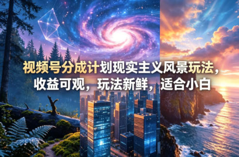 视频号分成计划现实主义风景玩法，收益可观，玩法新鲜，适合小白-心思维创富网_网上创业教程_网络创业项目