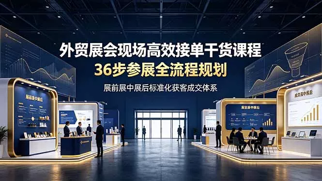 外贸展会现场高效接单干货课程，36步参展全流程规划，展前展中展后标准化获客成交体系-心思维创富网_网上创业教程_网络创业项目