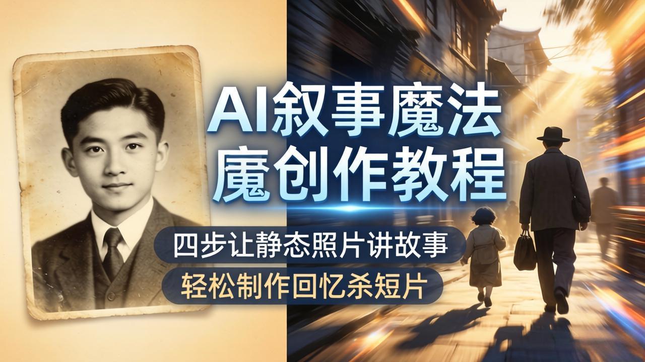 AI叙事魔法创作教程，四步让静态照片讲故事，老照片修复加动态特效，轻松制作回忆杀短片-心思维创富网_网上创业教程_网络创业项目