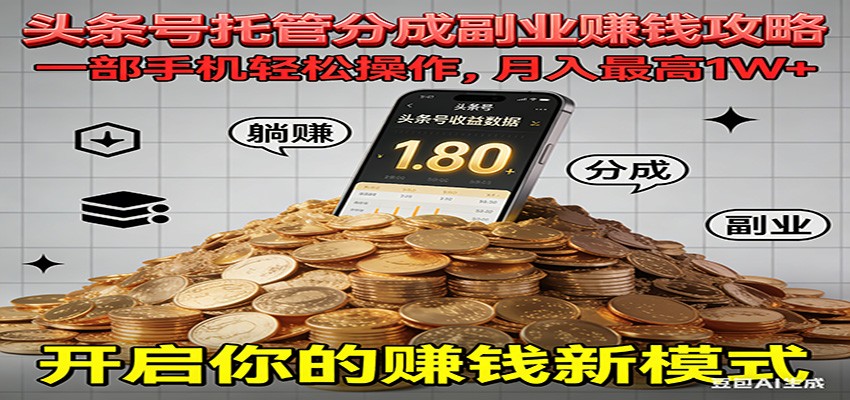 全程托管今日头条，一部手机就可以开干，最高躺赚1W+-心思维创富网_网上创业教程_网络创业项目