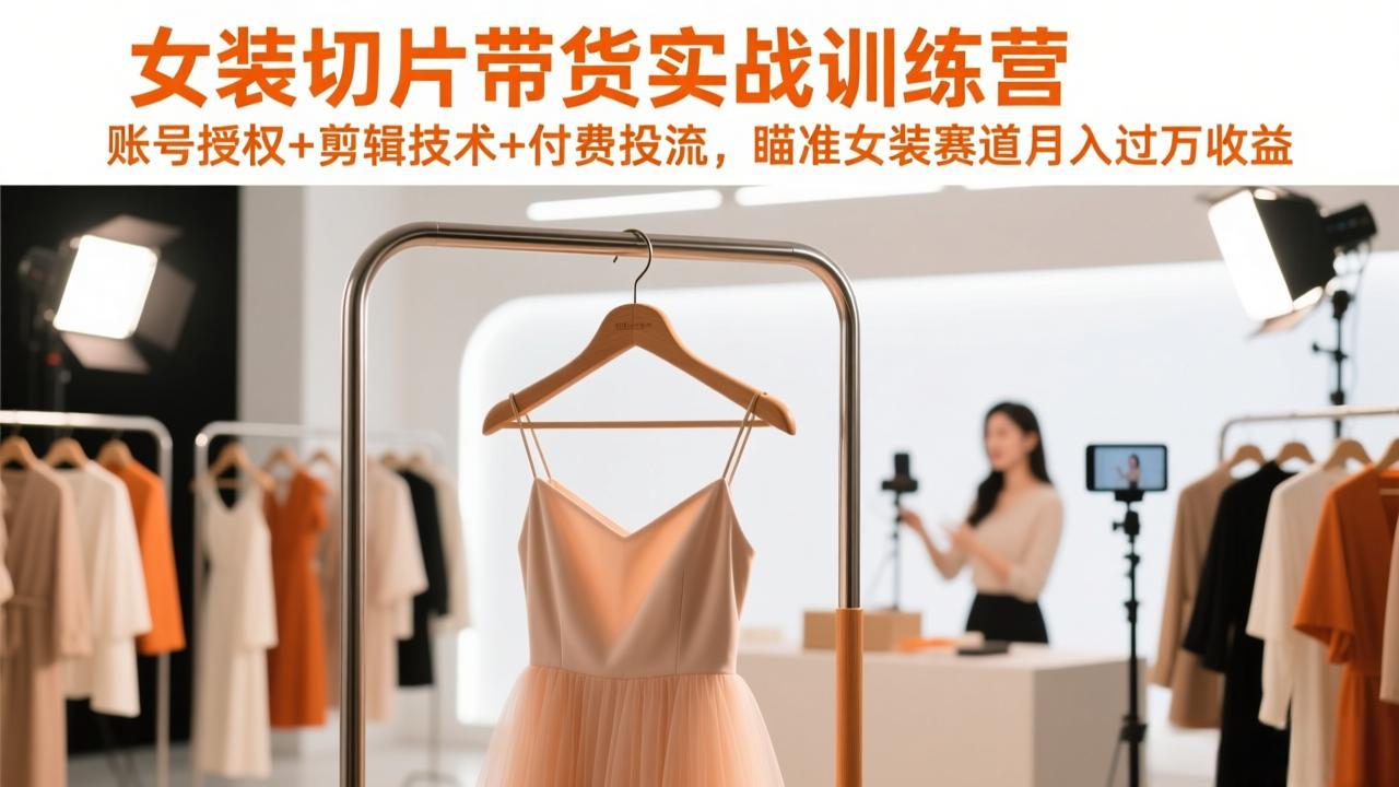 女装切片带货实战训练营，账号授权+剪辑技术+付费投流，瞄准女装赛道月入过万收益-心思维创富网_网上创业教程_网络创业项目