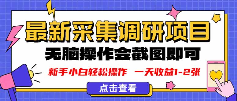 新版采集调研项目，截图上传即可，无脑操作，日收益1-2张-心思维创富网_网上创业教程_网络创业项目