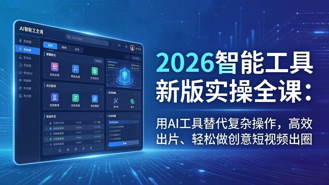 2026智能工具新版实操全课：用AI工具替代复杂操作，高效出片、轻松做创意短视频出圈-心思维创富网_网上创业教程_网络创业项目