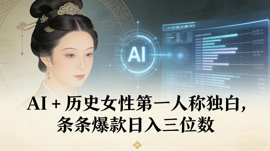 AI+历史女性第一人称独白，条条爆款日入三位数-心思维创富网_网上创业教程_网络创业项目