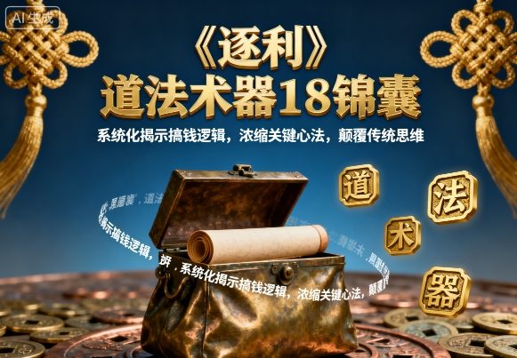 《逐利》道法术器18锦囊，系统化揭示搞钱逻辑，浓缩关键心法，颠覆传统思维-心思维创富网_网上创业教程_网络创业项目