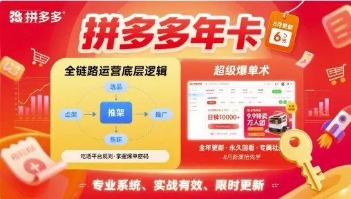 拼多多年卡，拼多多全链路运营底层逻辑，超级爆单术【更新26年8月】-心思维创富网_网上创业教程_网络创业项目